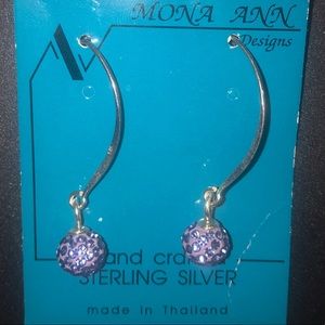 Sterling Silver drop Earrings purple gem